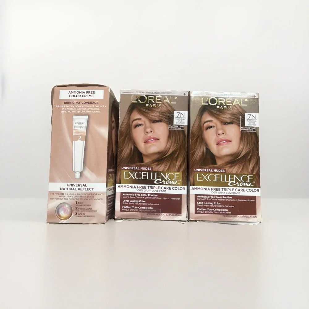 L'Oreal Universal Nudes Permanent Color 7N Natural Dark Blonde 3‎ Pk damaged box